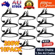 10x 200W UFO LED High Bay Lights Workshop Industrial Shed Warehouse Factory Lamp