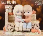 ღ New PRECIOUS MOMENTS Figurine PUMPKIN PATCH Corn Farm Wagon Owl Fall Love LTD