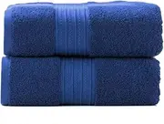 2pc Renee Taylor Brentwood Bath Sheet/Towel 160cm Low Twist 650GSM Cotton Royal