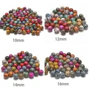 Mixed Color Leopard Print Plastic Acrylic Round Spacer Beads