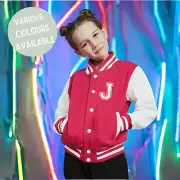 Personalised Initials Unisex Kids Varsity Jacket Custom Monogram College Jacket