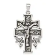 Sterling Silver Antiqued Mini Caravaca Crucifix Pendant
