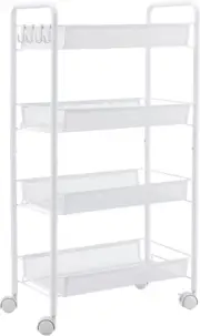 Rolling Utility Storage Rack Cart on Wheels, Trolley Carft Cart, Multi-Purpose O