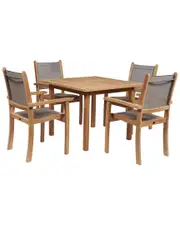 Curated Maison Perrin 5-Piece Teak Square Table Outdoor Dining Set