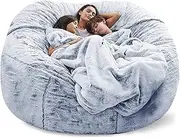6/7/8 ft Big Sofa Bean Bag Chair, Washable Ultra Soft Corduroy Sturdy Zipper Beanbag Cover (No Filler), Sofa with Soft Micro Fiber Cover (Color : Light Blue, Size : 8ft)