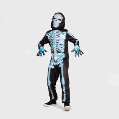 Hyde & EEK X-Ray Skeleton 3-PC Jumpsuit, Gloves & Mask Halloween Costume: 8-10