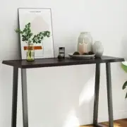 Solid Wood Live Edge Table Top Dark Brown 120x50 Adjustable Height
