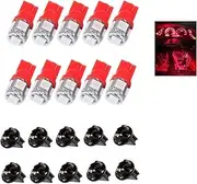 DSSOOY 10Pack T10 194 168 LED Light Bulb PC194 PC195 PC160 PC161 PC168 Instrument Panel Gauge Cluster Dashboard Automotive Light Bulb Red