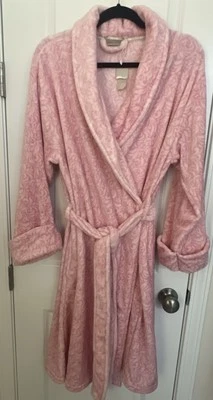 NWT INK + IVY Plush Robe Notch Collar Rose L/XL