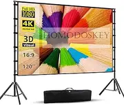 Homodoskey Projector Screen with Stand,120 inch Portable Projector Screen Indoor Outdoor Projection Screen 16:9 4K HD Wrinkle-Free Light-Weight Movie Screen for Backyard Movie Night (120'' with stand)