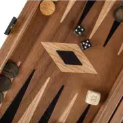 Walnut chess, backgammon and checkers set