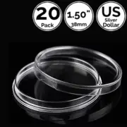20 PK 1.50 IN 38 mm ACRYLIC Coin Capsule Holder Direct Fit Morgan Silver Dollar