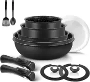 BEZIA Induction Cookware Set 13 Pieces, Nonstick Pots and Pans, Dishwasher Safe