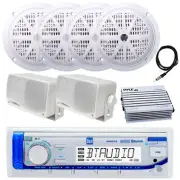 Marine Receiver, Amplifier, Antenna, 4x 6.5'' Speaker, 2x 3.5'' Speakers (White)