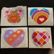 Lot Of 4 Vintage 80’s Prism HEARTS Valentine’s Stickers - Rare