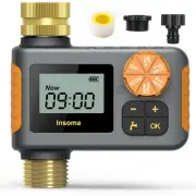 Water Timer for Outdoor Garden Hose Brass Inlet & Outlet, Hose Timer with Rai...