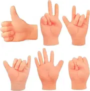 Kisangel 6 Pcs Small Hands Funny Hand for Cat Cute Finger Puppet for Cats Prank Pets Interactive for Puppy Interactive for Cats Mini Tiny Finger Khaki