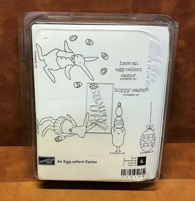 STAMPIN' UP! ~ AN EGG-CELLENT EASTER (6) Wood Rubber Stamps Set ~ NEW UNMOUNTED