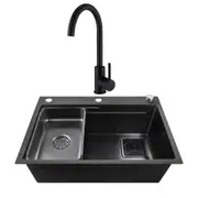 ACA Kitchen Sink 68x45CM Stainless Steel Sink Sinks Handmade Grey Black With Swivel Spout Brass Kitchen Mixer Tap Set