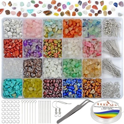 Jewelry Making Kit 1200 PCS Natural Crystal Beads in 20 Colors Gemstone, Jump...
