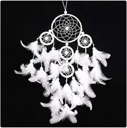 Gifts for Women Wind Chimes,Dream Catcher, Newly Big Dreamcatcher Wind Chime White Feather Dream Catcher Car Hanging Decoration Circular Home Decor Gift Room Decor