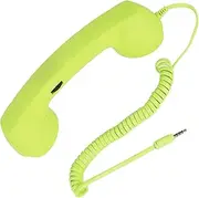 Retro Cell Phone Handset, Old Telephone Headset for Answer Call Hangs Up Call, Reject Call, Redial, Power Off, for Audio Jacks or USB C (Green)