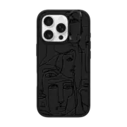 iPhone 16 Pro Impact Ring Stand Case MagSafe Compatible FACE MOSAIC SKETCH 1 CLEAR CASE IPHONE, ABSTRACT MINIMAL PEOPLE ILLUSTRATION By Ebi Emporium