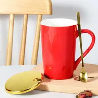 在飛比找ETMall東森購物網優惠-杯子陶瓷馬克杯帶蓋勺個性喝水杯家用咖啡杯男女茶杯119380