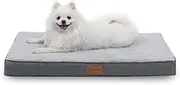 MIHIKK Waterproof Dog Beds for Small Dogs Orthopedic Dog Beds for Crate with Removable Washable Cover Egg-Crate Foam Pet Pad Mat with Anti-Slip Bottom, 30x20 Inch, Light Grey