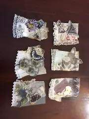 Handmade Vintage Butterfly Bundle Of 6 Junk Journal Tags
