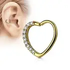 Piercing Ear Cartilage Daith Heart Rhinestones Gold Plated