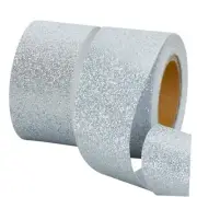 2 Rolls 1-1/2 Inch Pearlescent Glitter Ribbon Silver, 1-1/2 inch silver
