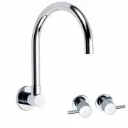 Chrome Round Wall Bathtub Swivel Gooseneck Bath Spout Filler Tap Twin Handles
