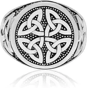[Artist Unknown] 925 Sterling Silver Celtic Irish Knot Triquetra Locket Poison Box Ring Size 10