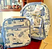 School Pottery barn SNOOPY BACKPACK+LUNCH Utensil Peanuts pre k travel SET Bag o