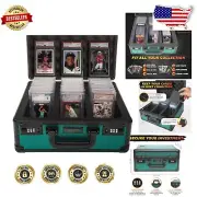 PSA Graded Card Case Green - Impact Resistant 3-Row Storage Box for Sports Cards