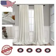 108-Inch Natural Linen Curtains Set of 2 - Semi-Sheer Drapes for Living Room
