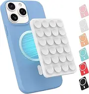 Magnetic Suction Phone Mount for MagSafe Case,Silicone Octo Cup Buddy Sticky Phone Grip Holder for iPhone,Removable Hands-Free Selfie/Video for TikTok & Instagram Influencer/Creator (White)