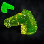 Uranium Glass Figurine Horse Vaseline Clear Glass Depression Glass Art Deco