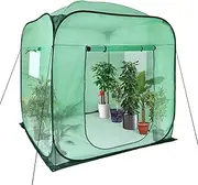 Upgraded Pop-Up Plant Greenhouse for Outdoors with Roll-up Zipper Entry Doors and Windows, Durable PE Cover, Walk-in and Portable Fast Set-up Green House with Ground Pegs & Ropes for Stability
