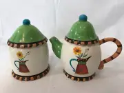 Certified International Lori Siebert Sunflower Pitcher Sugar & Teapot/Creamer