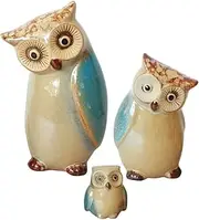 ibasenice 3pcs Ceramic Owl Figurines for Home Decor Charming Porcelain Owl Statues for Office Ornament Unique Tabletop Decorations for Living and Bookshelf