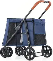 Large Pet Dog Stroller, Dog Strollers for Large Dogs Luxury Pet Pram Pushchair 4 Wheel Pet Gear Pet Stroller for Cat, Dog and More, Foldable Carrier Strolling Cart(Blue)