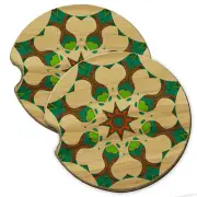 Miami Snowflake Wood Car Coaster Gift Set fit Car & Truck Cup Holder