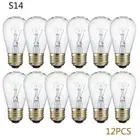 12 PACK Edison E27 Screw 11W Incandescent Tungsten Dimmable Glass Bulbs S14 220V