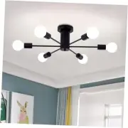 Modern Black Sputnik Chandelier 6-Light Sputnik Ceiling Light Fixture, Black