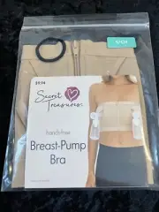 NEW size small Secret Treasures breast pump bra hands free beige nursing