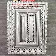 Nested Rectangle Frame Cutting Dies, Stitched Scallop Metal Cutting Dies Stencils DIY Etched Dies Craft Paper Card Making Scrapbooking Embossing