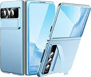 Case for Google Pixel Fold, Electroplated Protection Case with Kickstand, Hinge Protection and Lens Protection Function Anti-Fall Protective Case,Blue