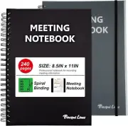 2Pack A4 Size 240Pages Meeting Notebooks for Work Planner Office Business